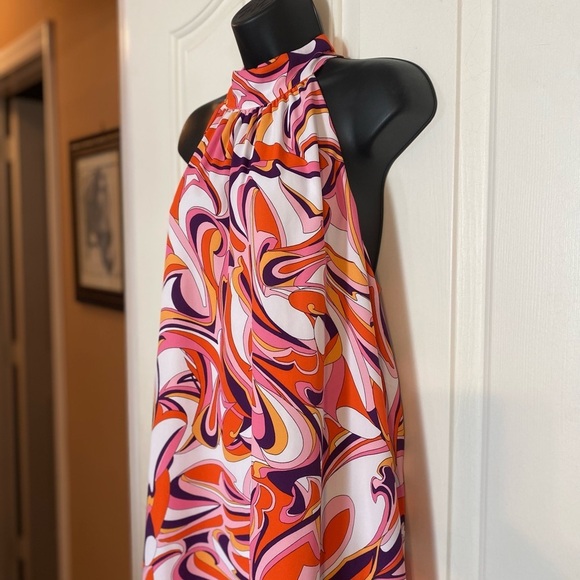 “EXPRESS” Retro Swirl Halter Neck Maxi Dress - Picture 6 of 13